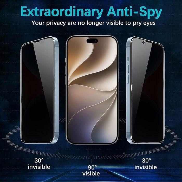 4x Закаленное Стекло Анти-Шпион для iPhone 18 Pro Max, Защита Экрана Anti-Царапины 9H