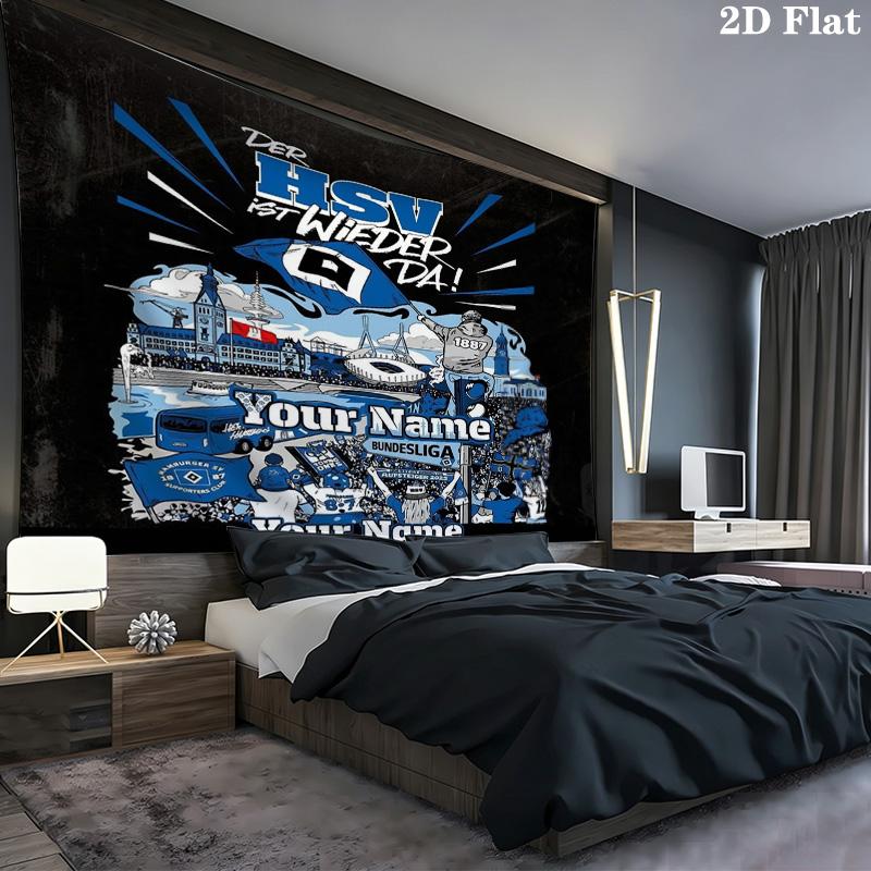 Blue Diamond Emblem Custom Name Wall Tapestry Aesthetic Wall Hanging Printed Fabric Blanket Decorative Tapestries For Bedroom Living Room Home Decor