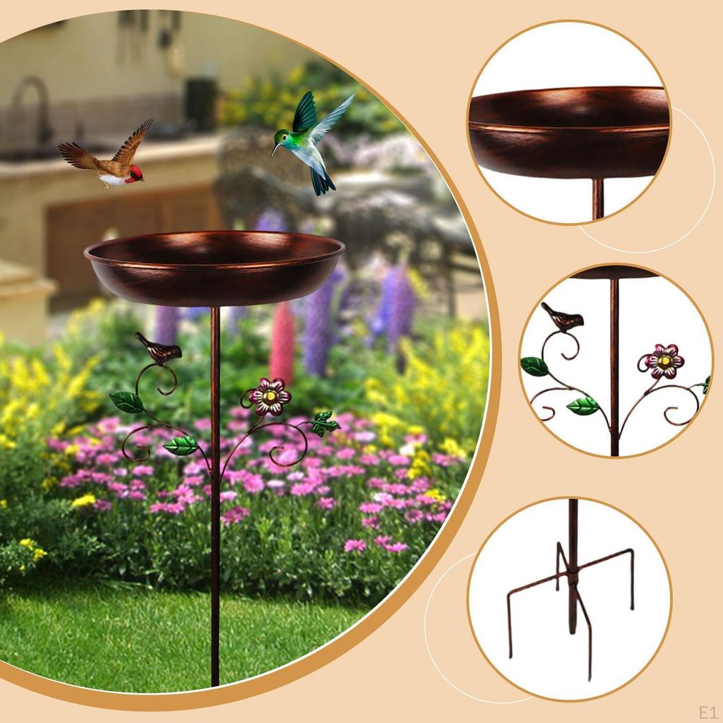 Bird Bath Food Water Bowl Gift Landscape Assembly Decorative with 5 Pronged Base Feeder Tray