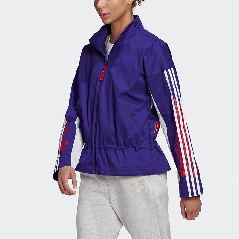 adidas CNY Спортивная куртка с молнией 1/2 в полоску и принтом в полоску Женская верхняя одежда Колледж-фиолетовый GS2401