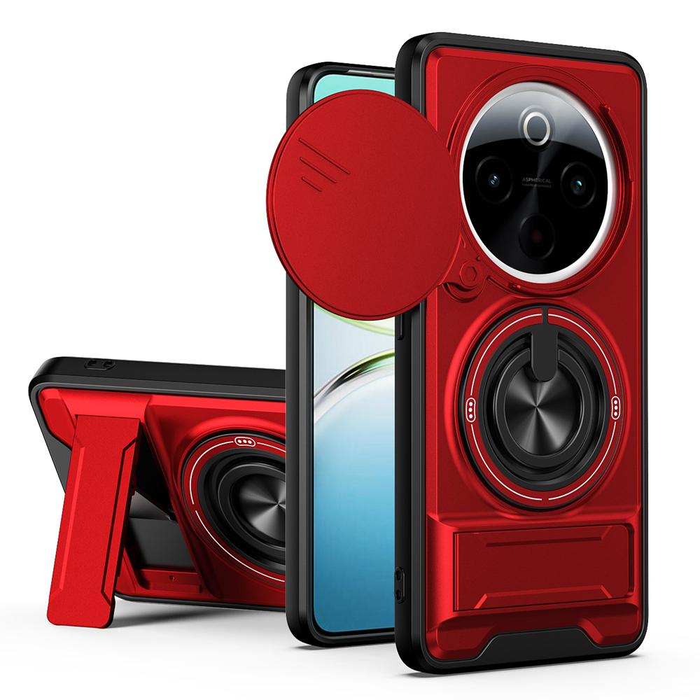 KEYSION Магнитный чехол для телефона для IQOO Z10 5G Защита камеры со сдвижной крышкой Вертикальная подставка Кольцо 360° Ударопрочный чехол для IQOO Z10
