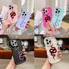 N73 Black Gold Snake Design Macaron Wavy Edge Phone Cases for iPhone 16 Pro Max Samsung S24 S23 Ultra A35 A54 A55 Xiaomi Redmi Note13 Shockproof Cover