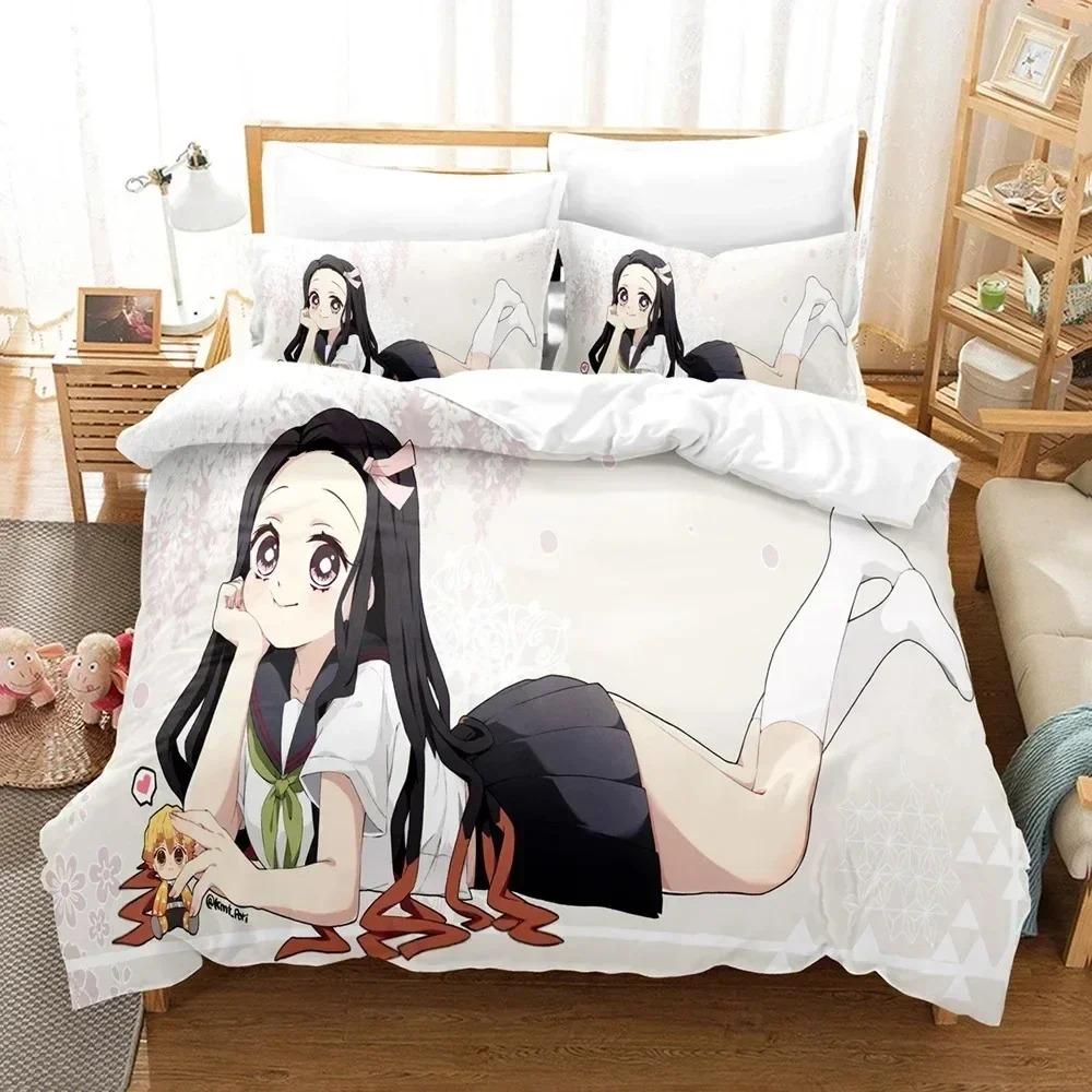 3D Hot sale anime Demon Slayer duvet cover and pillowcase kids' double bed bedding set home bedroom decor gift for boys Girl