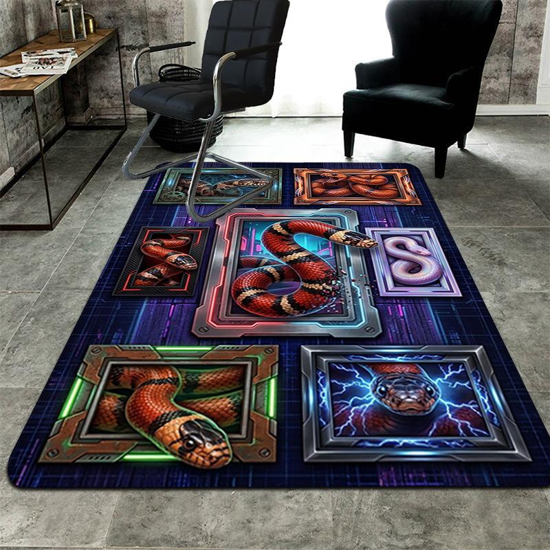 Snake Art Frames Pattern Rug Floor Mat for Living Room or Bedroom Soft and Comfortable Carpet a Gift for Birthday and Holiday.