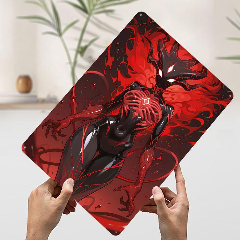Red and Black Abstract Figure Printed Poster Customized Wall Art Retro Vintage Metal Tin Signs for Decoration Living Room Decor