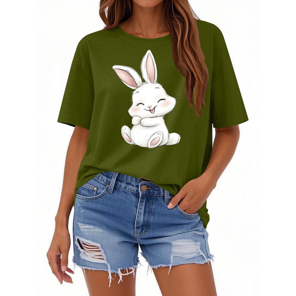 Women's Round Neck Casual Printed Short-sleeved T-shirt Top