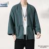 Men's Chinese Style Linen Jacket: Hanfu Kimono, Tang Suit, Taoist Robe - Retro Autumn Fashion