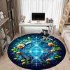 1pc Flower Print Chair Carpet for Office, Round Polyester Mat, Indoor Decor for Office, Washable Non-slip Carpet yy251219080