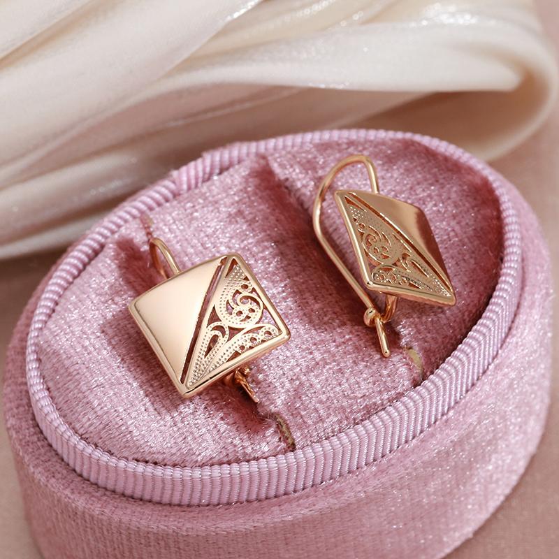Cute Square Earrings For Women Kinel Rose Gold Color Vintage Jewelry