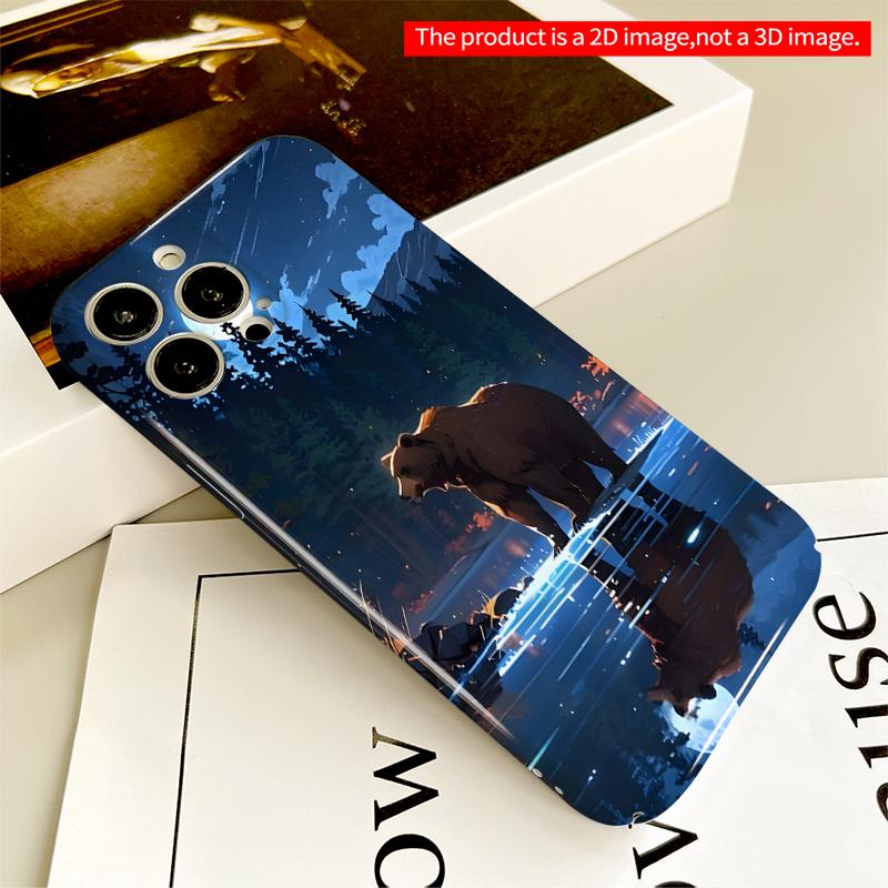 2DFlat Moonlit Bear by the Lake All inclusive film hard iPhone case, compatible with iPhone 18 Pro Max 17 16 15 14 13 12 11