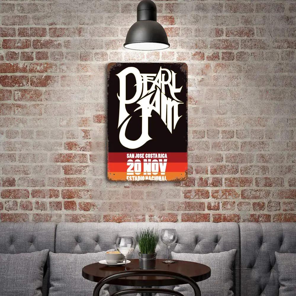 Металлический декор Pearl Jam Band Постер Винтажная жестяная табличка Металлическая табличка Декоративная табличка для паба, бара, мужской пещеры, клуба, украшение стены