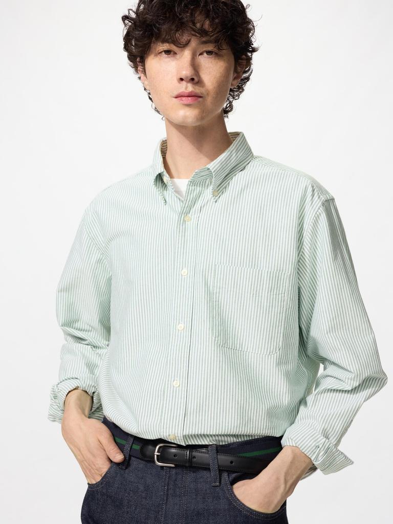 Uniqlo Японская рубашка Оксфорд в полоску