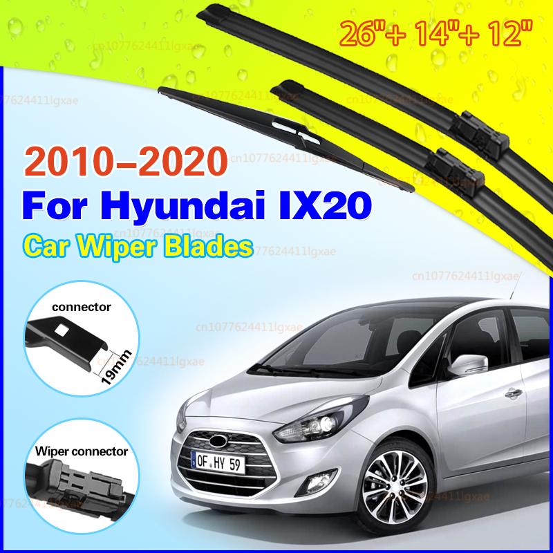 Wiper Front & Rear Wiper Blades Set For Hyundai IX20 2010 - Windshield Windscreen Window Rain Brushes 26"+14"+12"