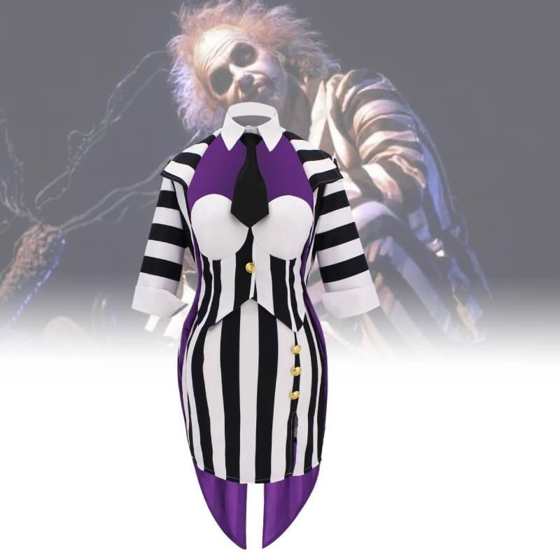 Костюм для косплея в готическом стиле Майкла Китона Битлджус Полиэстеровая ткань