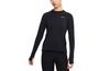Nike Solid Color Fleece Lined Crew Neck Logo Micro Label Running Thumb Loop Crew Neck Long Sleeved Slim Fit Tight Fit DD6780-010