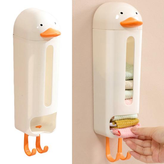 Пластиковый держатель для пакетов, настенный органайзер для нижнего белья, диспенсер для продуктовых пакетов, дизайн с мультяшной уткой, ящик для хранения нижнего белья для гардероба, шкафа, спальни