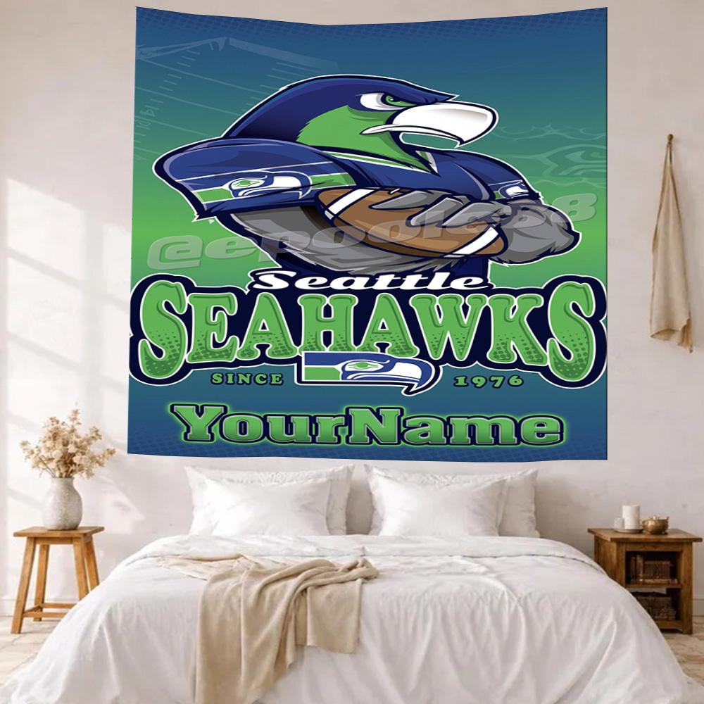 Seattle Seahawks Custom Your Name Wall Decor Tapestry Art For Pet Memorial Birthdaywedding Party Backdrop Family Gift