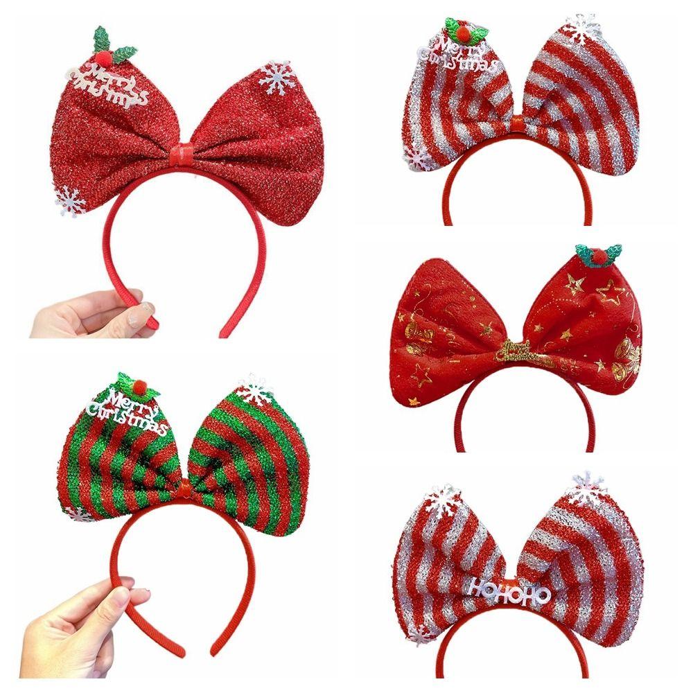 Non-slip Christmas Hairband Plush Christmas Headband Gift Bowknot Hair Hoop Party