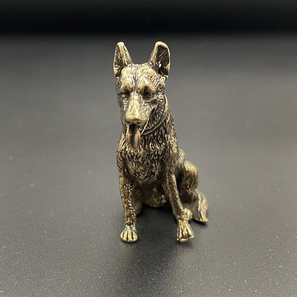 Латунь Lucky Fortune Dog Домашнее украшение Маленькие украшения Маленький Щенок Бронзовые Китайские Настольные Маленькие Фигурки Медный Волк Чай Домашние животные
