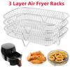 3 Layer Air Fryer Racks Air Fryer Oven Grill Steamer Stainless Steel Dehydrator Stand Stackable Mesh Grill Basket Fryer Tools
