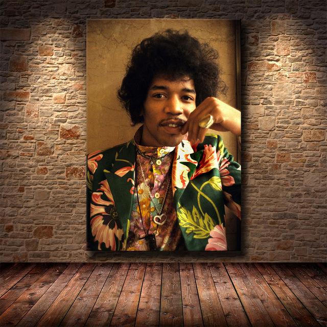 Famous Rock Star Jimi Hendrix Creative Poster Canvas Painting HD Printing Decorative Painting Living Room Decoration