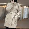 Женский элегантный повседневный утолщенный кардиган средней длины, вязаная куртка в ленивом стиле