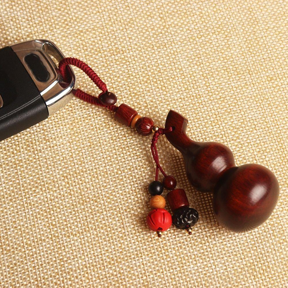 Polished Sandalwood Gourd Keychain Chinese Style Rosewood Car Keychain Man Gift