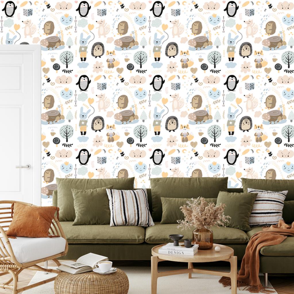 Scandinavian style nature trees wallpaper for living room and bedroom 50x1000
