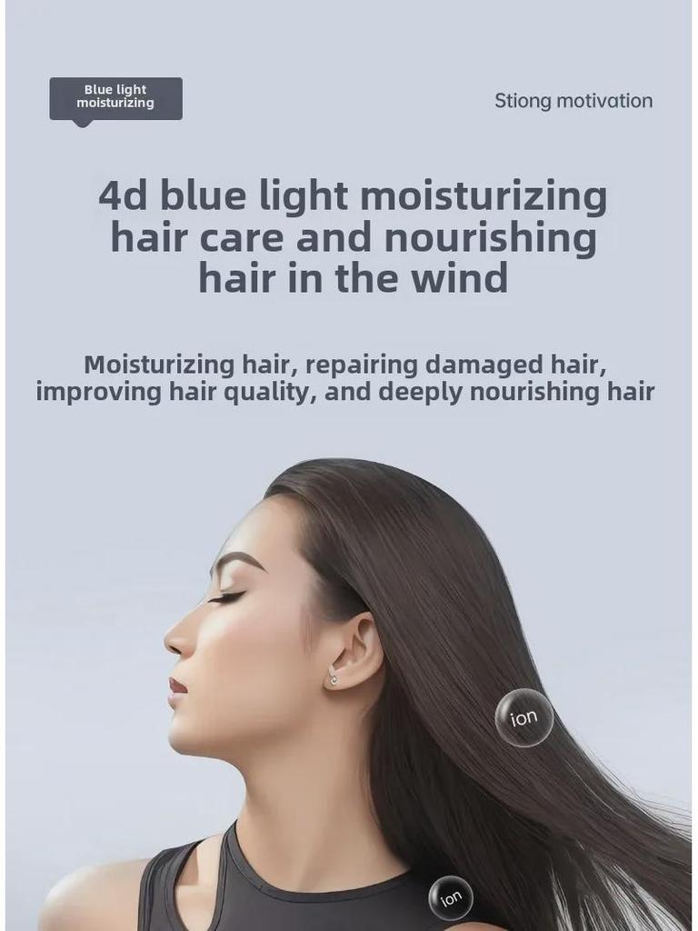 Высокоскоростной фен с синим светом и технологией отрицательных ионов - Без повреждений и мощный для домашнего и гостиничного использования