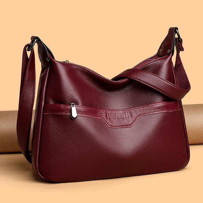 Middle-aged Mother's Women's Bag Shoulder Bag 2025 New Fashion PU Soft Leather Shoulder Bag Simple Messenger Bag Practical