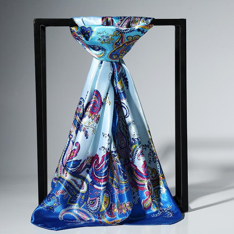 Korean Dongdaemun Cashew Flower Silk Scarf - Large Square, All-Match for Ladies