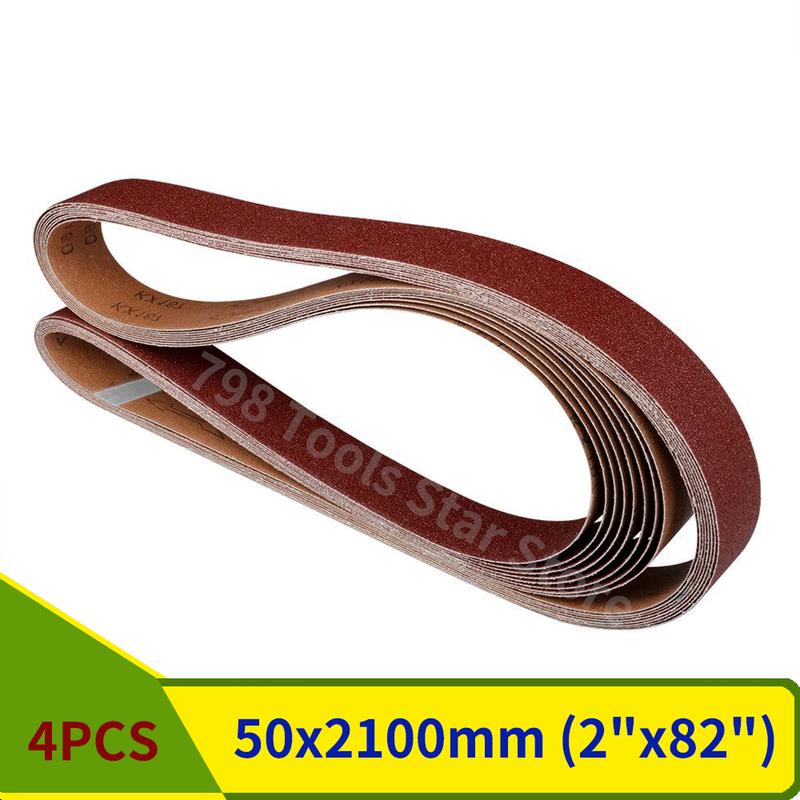 4PCS 50*2100mm Abrasive Sanding Belt Polishing Metal Wood Grinding,2" * 82" Abrasive Belt P40-1000 Aluminum Oxide Abrasive Band