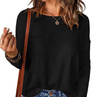 Осень и Зима Новый Белый Свитер с Длинным Рукавом для Женщин, Повседневный Универсальный Свитер Топ с Круглым Вырезом