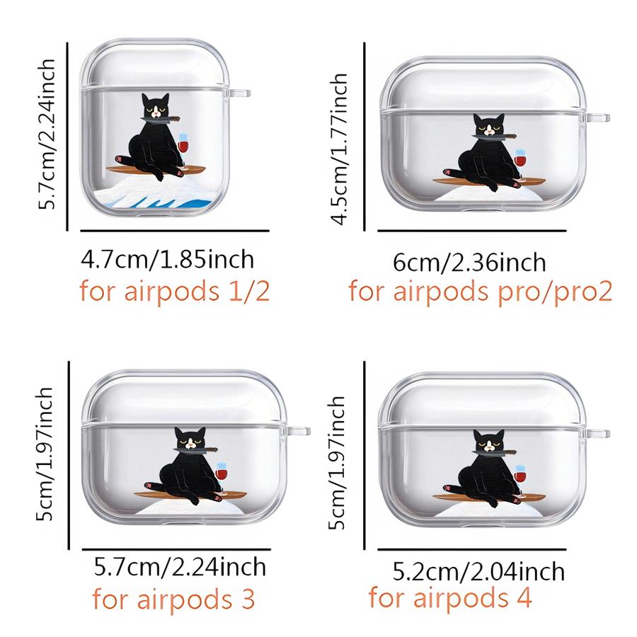 Прозрачные чехлы для наушников Чехол-обложка Для Airpods Pro2 3 Pro 2 4 1 Pro3 Мультяшный кот