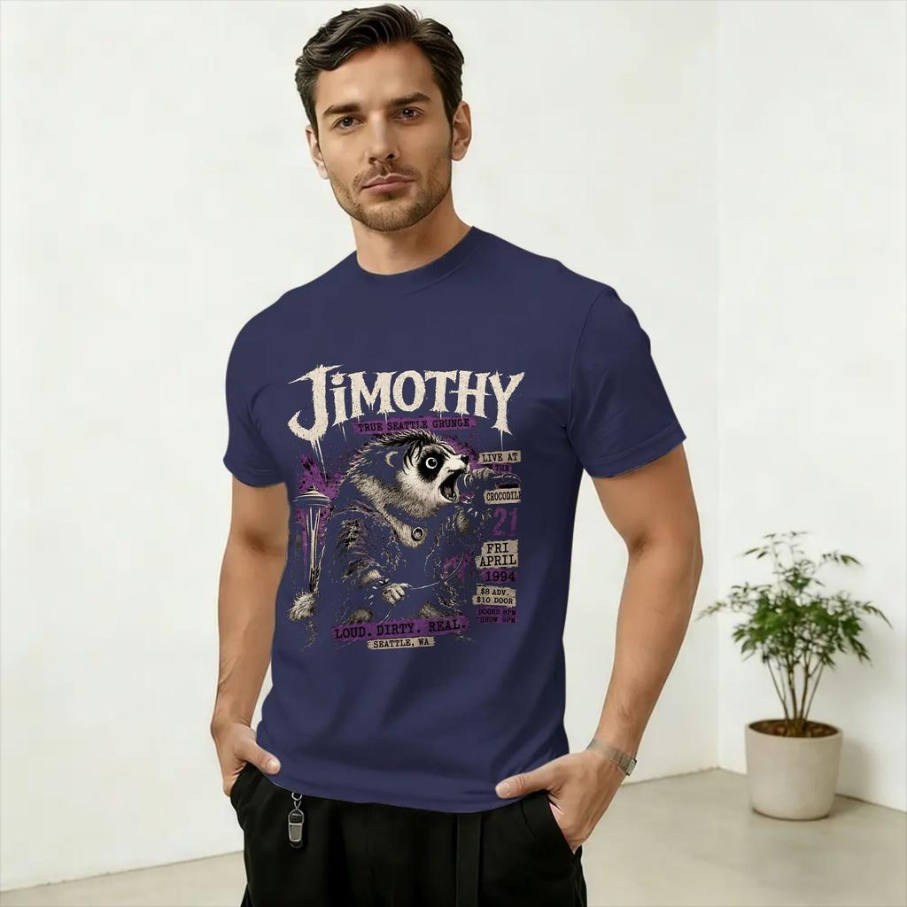 Jimothy True Seattle Grunge T Shirts Unisex's Cotton Crazy T-Shirts Round Collar Tee Shirt Short Sleeve Tops Summer