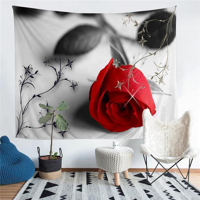 Cherry Blossom and Flower Printed Living Room Decoration Wall Hanging Tapestry Yoga Mat Rug Home Decor Art