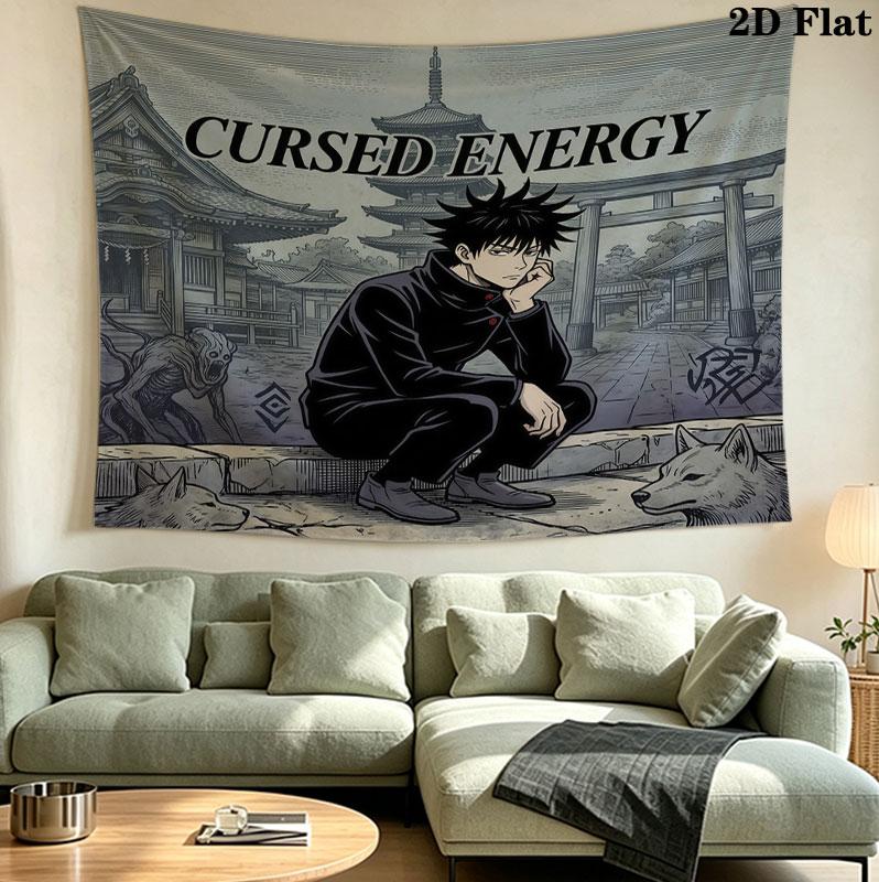 Jujutsu Kaisen Wall Tapestry Aesthetic Wall Hanging Printed Fabric Blanket Decorative Tapestries For Bedroom Living Room Home Decor