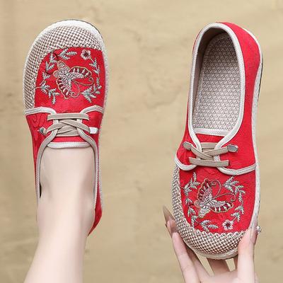 Весенняя тканевая обувь женская вышитая обувь женская на плоской подошве универсальная повседневная обувь дышащая одинарная обувь