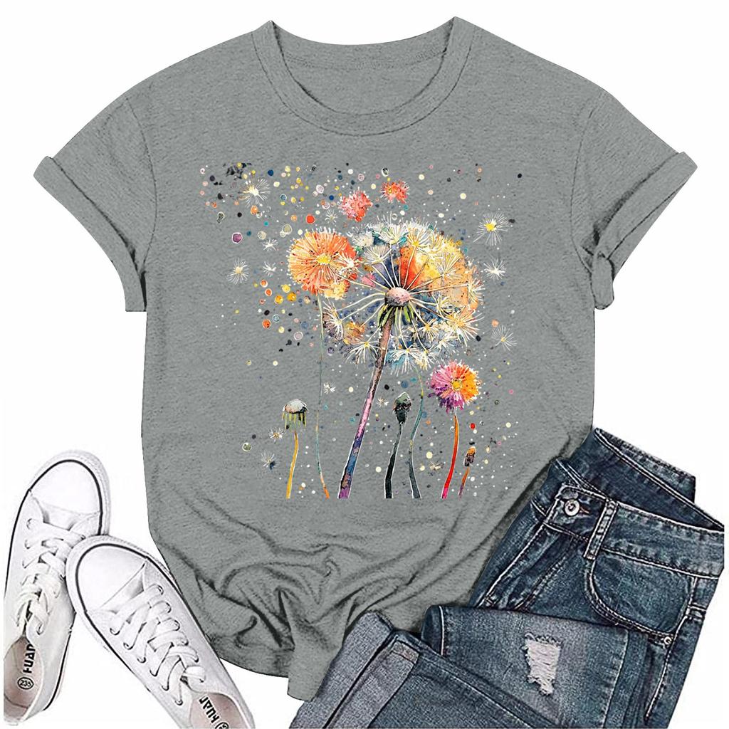 Женская мода с принтом, круглым вырезом, коротким рукавом, футболка, пуловер, топ