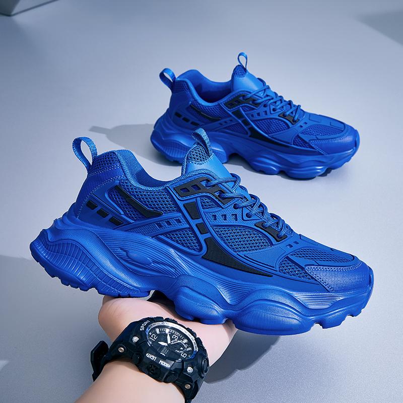 Модные повседневные мужские кроссовки на платформе, дышащие, для ходьбы, размер 48, спортивные баскетбольные кроссовки для бега, мужские, синие.