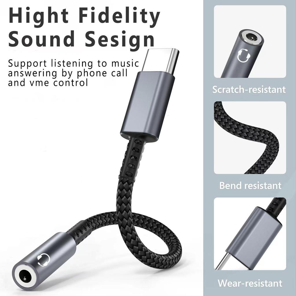 USB Type C - 3,5 мм наушники USB C кабель USB C - 3,5 адаптер для наушников аудиокабель для iPhone 15 серии Samsung ноутбук Macbook