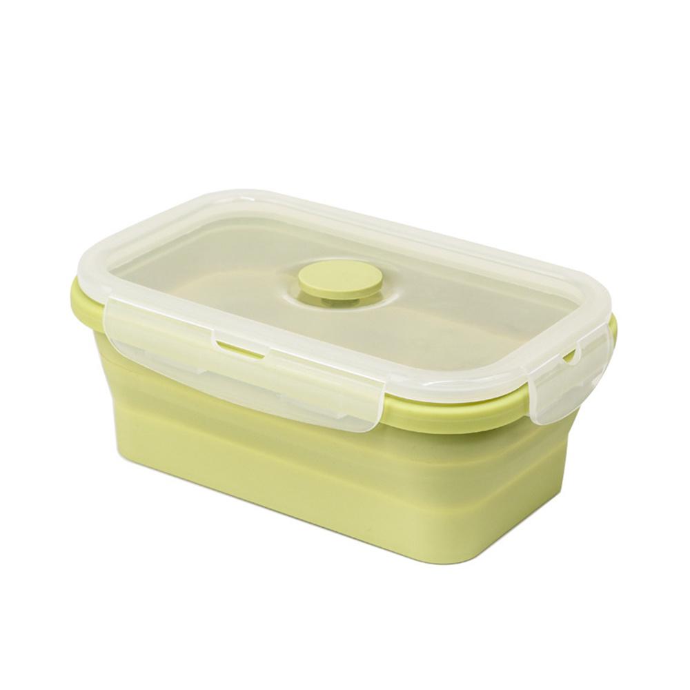 Silicone Lunch Box, Collapsible Folding Food Storage Container with Lids, Kitchen Microwave Freezer and Dishwasher Safe Kids
