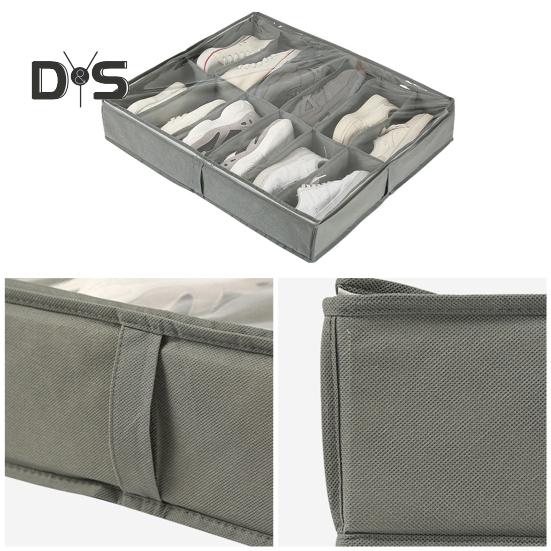 Регулируемый органайзер для обуви, экономящий место, контейнер для обуви большой емкости, складная конструкция, контейнер для хранения обуви с застежками-молниями