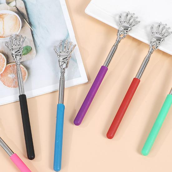 Раздвижная металлическая чесалка для спины с резиновыми ручками, портативный телескопический массажер для спины, инструмент для снятия зуда кожи, наполнитель для чулок для мужчин, женщин и детей