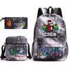 Among Us Cartoon Print Backpack Set Students 3-Piece Canvas School Travel Bag Street Style 20-35L Capacity