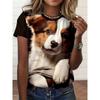 Летняя милая футболка с коротким рукавом для собаки, забавное животное, круглый вырез, короткий рукав, свободная и удобная, женская