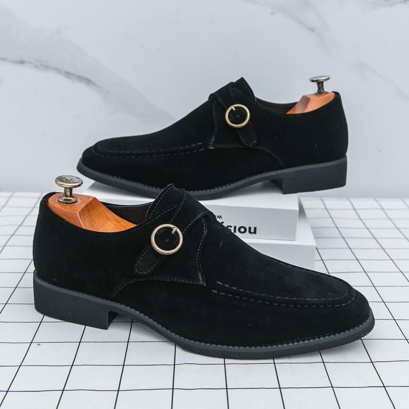 Лоферы с ремешком-монком Новая мужская обувь с острым носком, черная, коричневая, фиолетовая, кожаная, дизайнерская, формальная, свадебная, для выпускного вечера, для вечера встречи выпускников