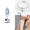 Copper Star Blue Glowing Heart Rocket Astronaut Beads Pendant Charm For Original Bracelet Woman Girl Jewelry