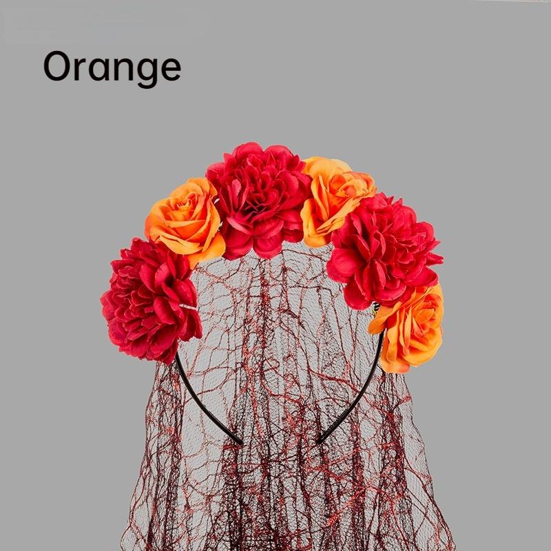 Имитация цветка повязка на голову женский головной убор цветок кружево с вуалью черная роза череп повязка на голову для вечеринки Хэллоуин день косплей подарок