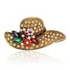 Diamond-studded Sun Hat Alloy Brooch, Antique Gold Brooch, Versatile And Elegant Fashion Accessories